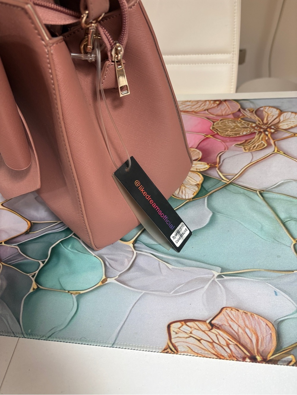 Like Dreams Jenna Satchel-Women's Blush Pink Bow Accent Bag - Picture 6 of 7